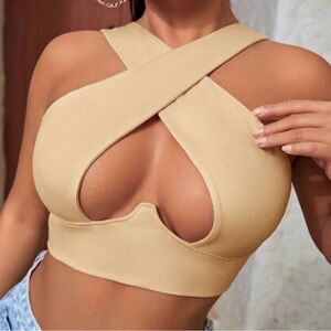 Brown Cross Halter Top